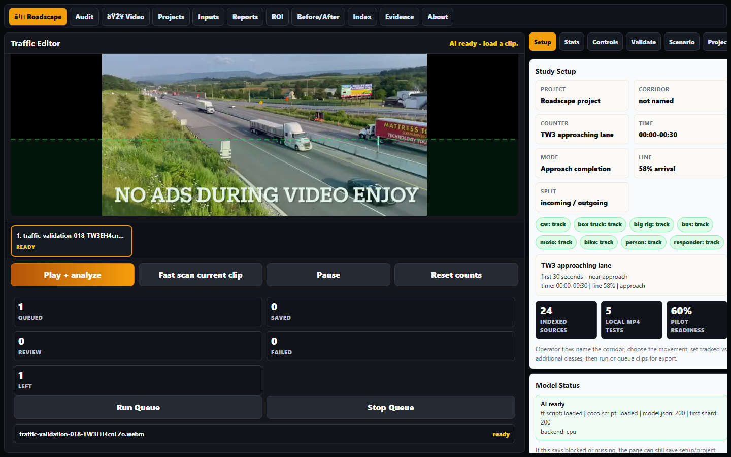 Roadscape Traffic Editor fast scan result